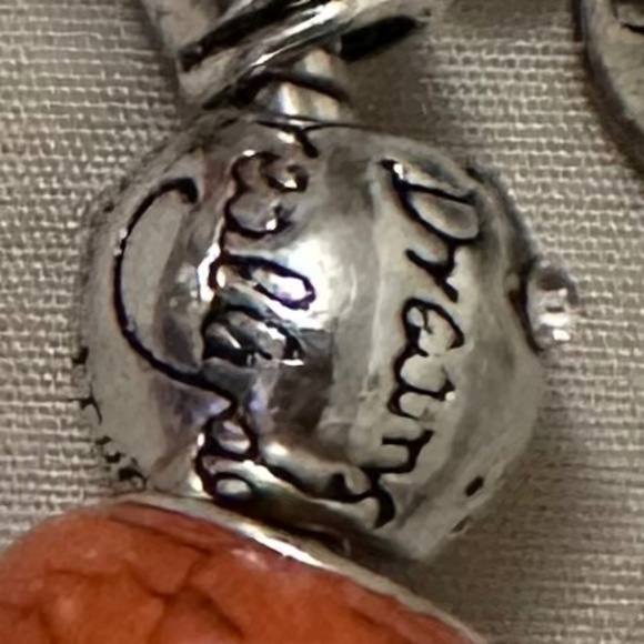 Handmade – NWOT – 925 SS plated charm bracelet. Orange beads. Relationship Charm - Picture 14 of 16